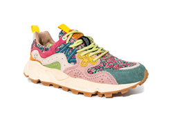 YAMANO 3 WMN Sneakers in suede nylon floreale petrol cipria fuchsia